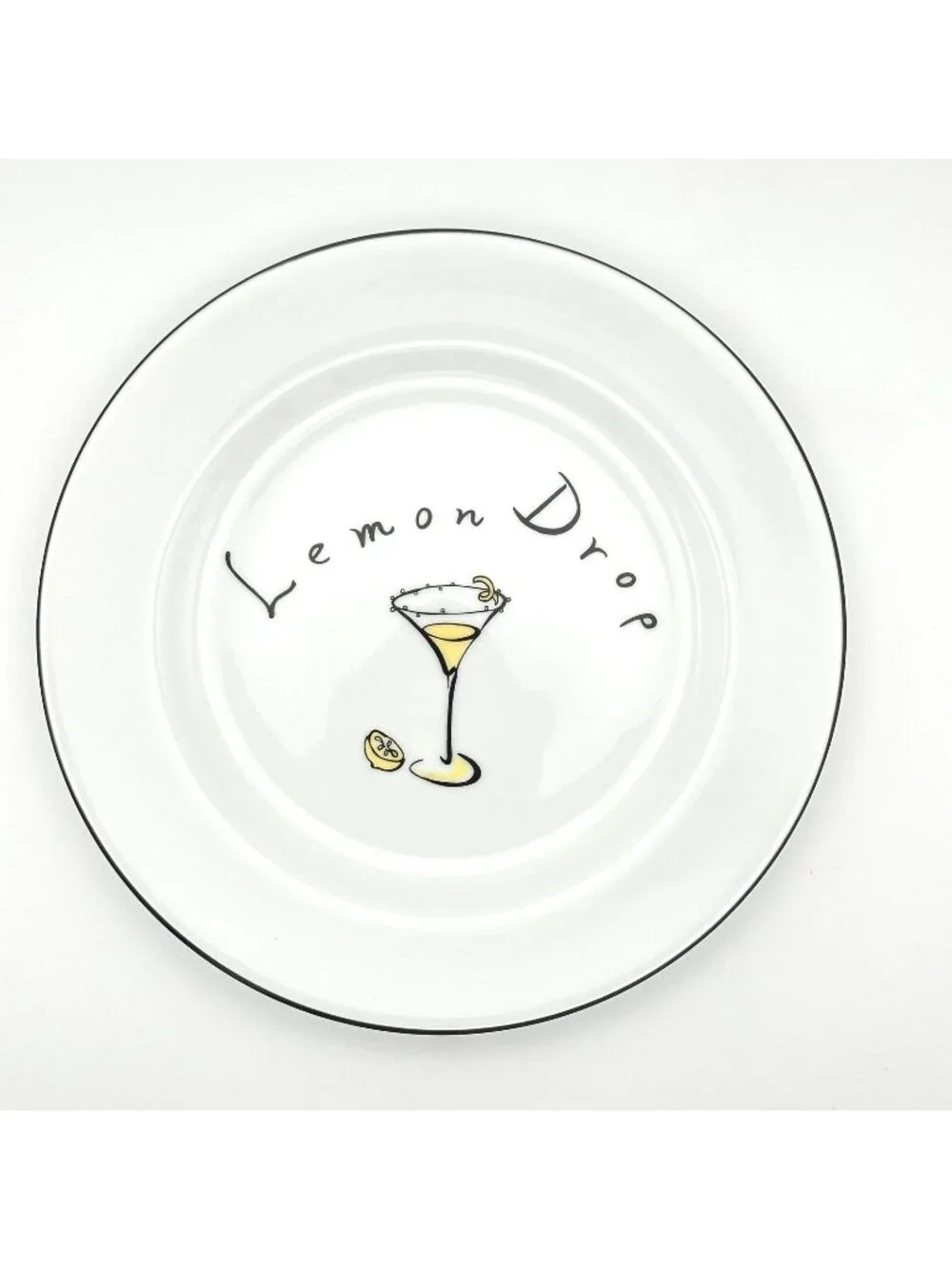 Pottery Barn Lemon Drop Martini Plate Cocktails Drinks Side Appetizer Desert